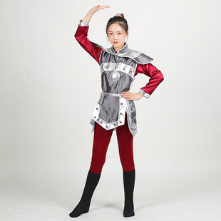 速发开蹈舞花木兰服装儿童盔甲国出服中演风成人舞场服古装元旦表