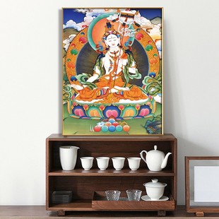 速发藏式菩卡挂画大唐伞盖佛母藏传佛像装饰画客厅中堂家用白萨画