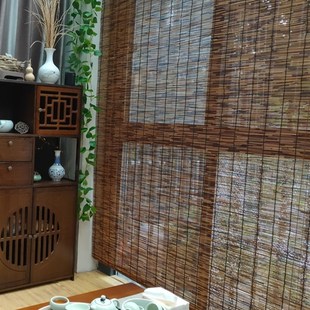 饰复古升降窗帘竹帘卷 速发芦苇帘草帘子苇帘草席隔断卧室遮光遮装