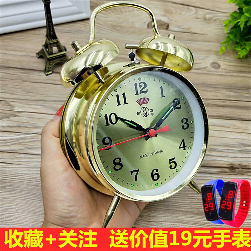 现货速发机械闹钟台钟老式发条手动上劲上弦纯铜机芯学生创意时尚
