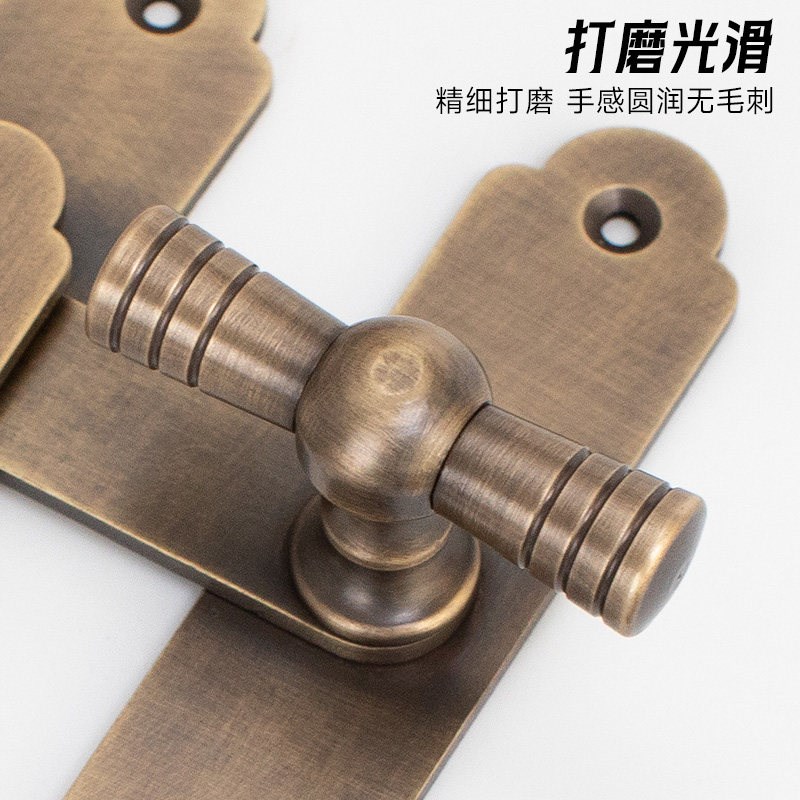 速发中式搭扣锁扣仿古纯铜0度直角门扣老式移门卡扣拉门锁插销门