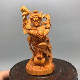 速发崖柏木刻雕雷神雷公震雷子人物神像摆件家居供奉饰品雷王护法