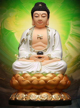 速发宝彩白衣释迦如来树脂佛像三幻佛佛祖家弥陀佛药师佛阿用供奉