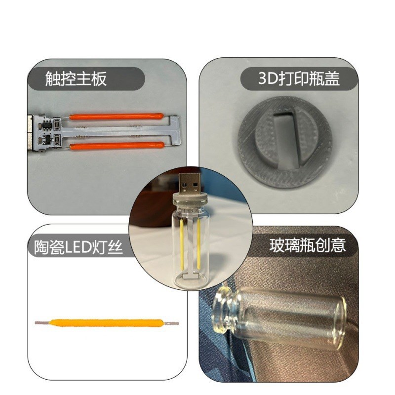 速发小夜灯跨境新款触控璃头车载氛围灯陶瓷玻迷瓶浪漫床你