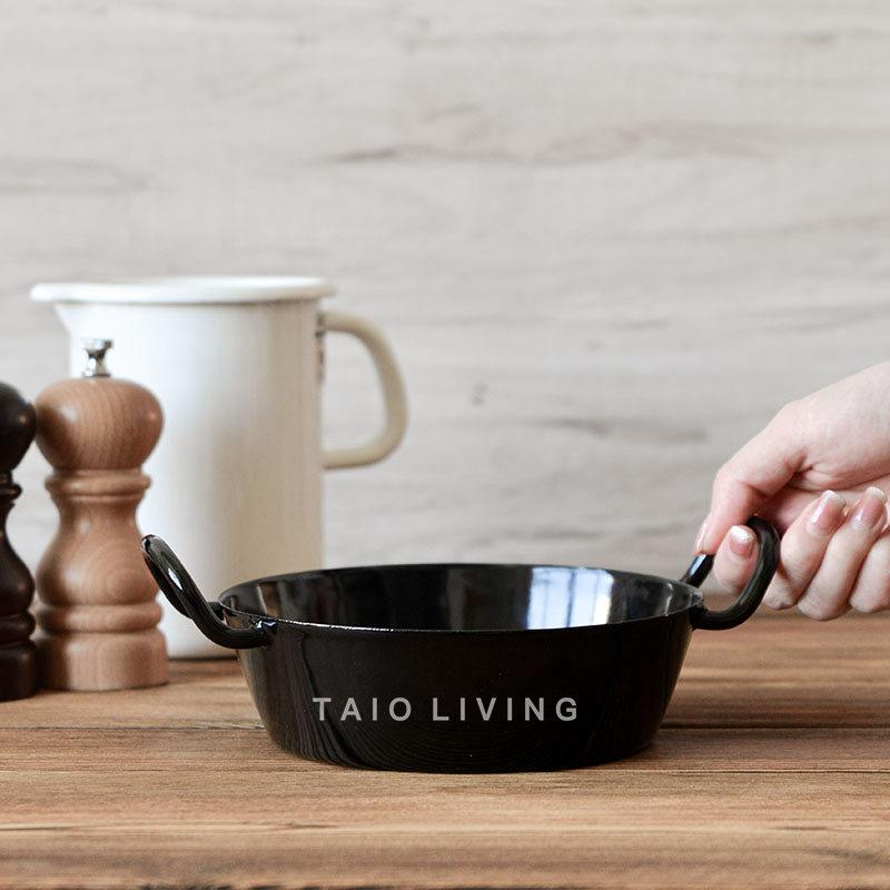 奥地利制造RIESS炸牛排专用锅搪瓷平底双耳煎锅无涂层电磁炉通用