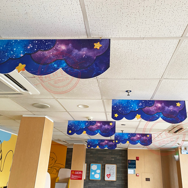 幼儿园学校星空宇宙太空门头壁挂饰吊饰主题环创KT板蓝色屋檐布置