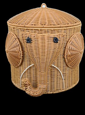 LX098可爱大象田园仿藤创意客厅家用储物收纳筐收纳篮35*30/40