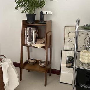 南岛宝社 ins博主设计感仿实木家居收纳棕色落地置物架 复古角落