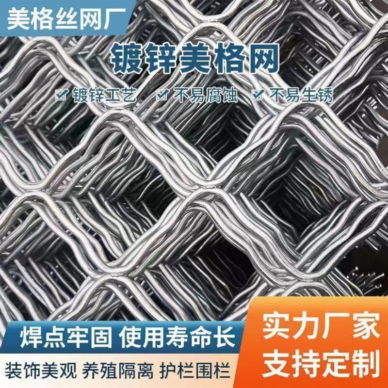 镀锌铁丝网新型加粗美格网菱形防盗网隔离铁丝网养殖网格围栏