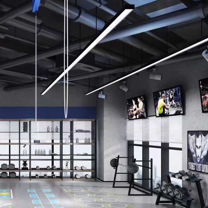 简约led长条形吊灯铝材方通吊顶无缝拼接办公室工作室员工位网咖