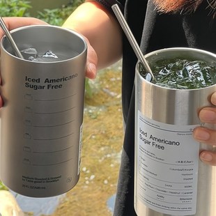 精选大容量冰霸杯冰块保冷杯不锈钢水杯保温咖啡杯随行杯拿铁杯吸