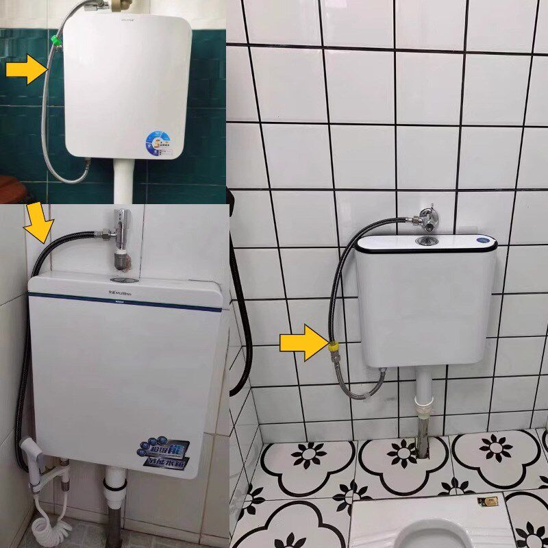 隐藏式进水背面进水老式不锈钢按压阀改水箱家用卫生间厕所蹲便器