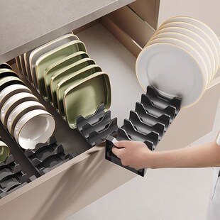 精选厨房抽屉内置碗碟架柜内分隔盘子餐具合金橱柜台面整理收纳置