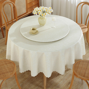 精选欧式轻奢圆桌桌布高级感餐桌转盘套防水防油免洗家用桌垫圆形