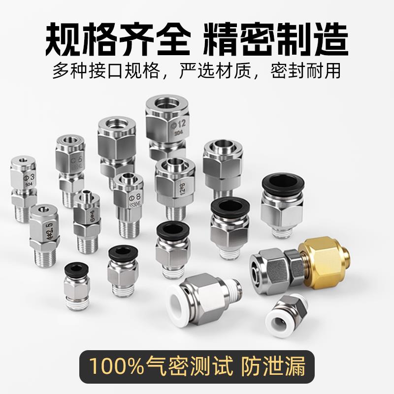 减压器出气口转换接头M161.5实验室压力表气路PU管胶管快拧快插