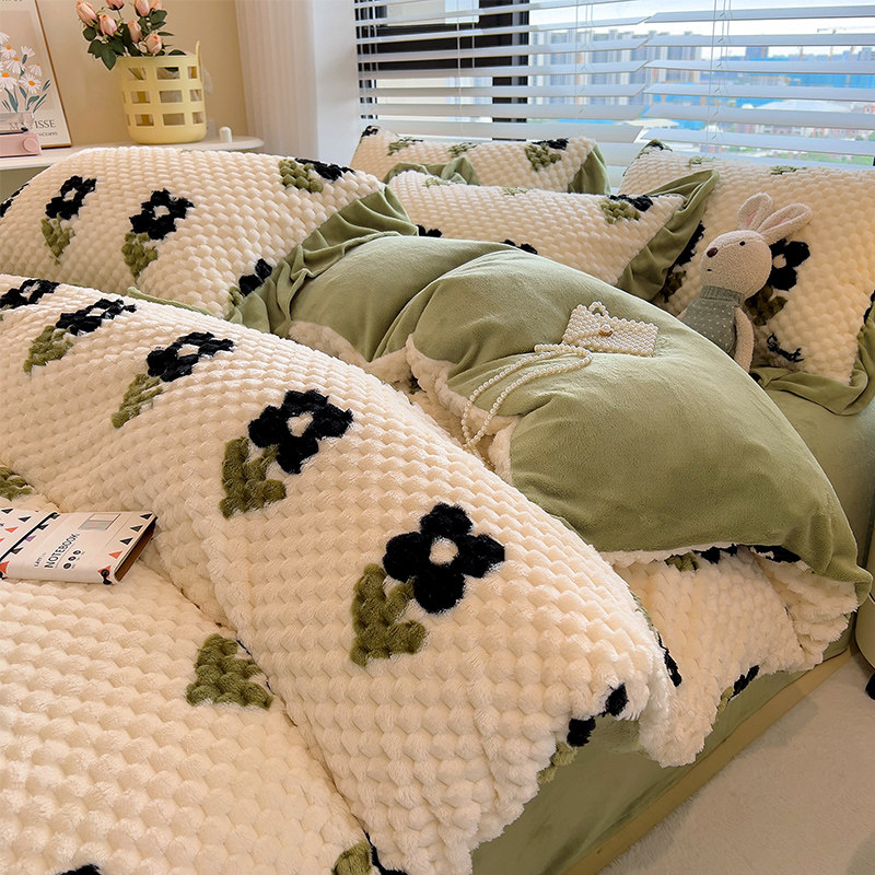 精选冬季牛奶豆豆绒被套单件加厚被罩150x200x230单人双面珊瑚法,床上用品,被套,淘宝优惠券,粉丝福利购,淘宝优惠卷