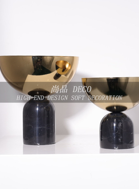 现代轻奢创意金色金属花瓶家居摆件售楼部样板房间软装饰品摆设品