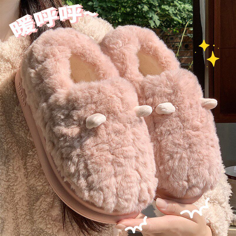 月子鞋包跟防滑女款冬季2025新款家居室内保暖毛绒棉毛拖鞋男秋冬
