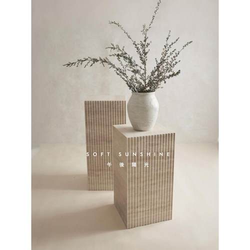 黄洞大理石单面开槽几何体六面体落地雕塑底座摆件墩展示台立柱子