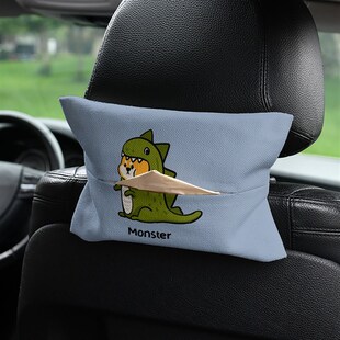 精选可爱动物车载纸巾盒抽纸盒车内挂式纸巾套扶手箱遮阳板通用奔