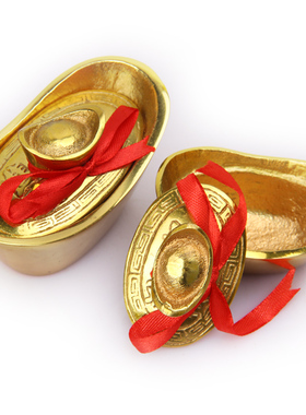 精选铜开盖元宝摆件聚宝盆空心元宝储蓄罐家居客厅店铺工艺装饰品