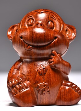 精选花梨木雕十二生肖摆件一套实木质鼠牛虎兔龙蛇马羊猴鸡狗猪家