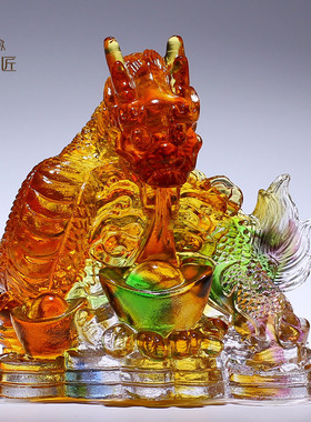 琉璃十二生肖龙兔马牛摆件风水招财吉祥物办公室装饰乔迁新居礼物