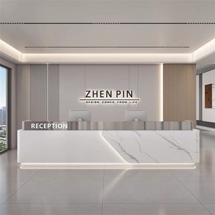 精选现代简约公司前台烤漆酒店会所大理石接待台收银台美容院吧台