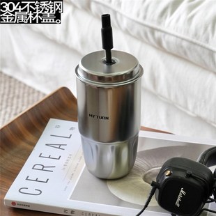 精选麦田的芽 保温杯咖啡吸管杯子316不锈钢水杯车载大容量便携随