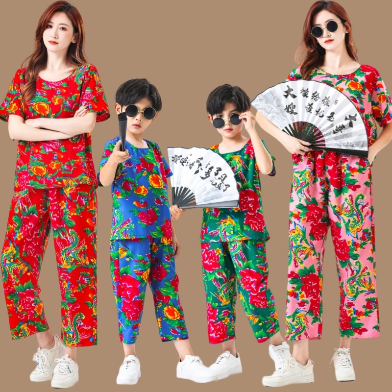 速发东北大花衣搞男晨袍伴娘生日聚会姐妹装服笑演衣学生睡出服套