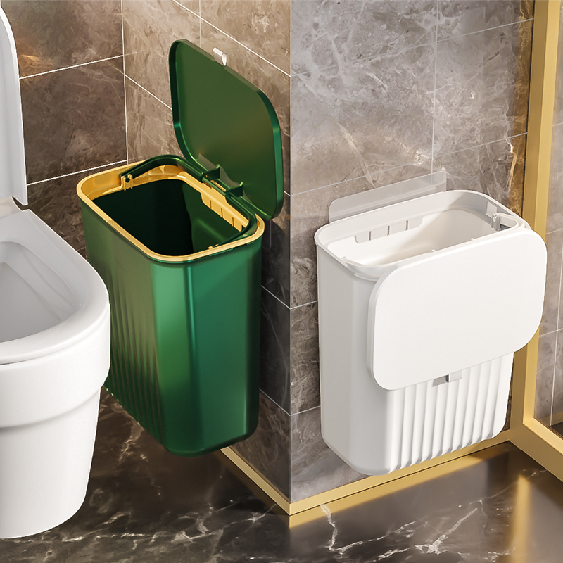 速发卫生所夹缝带盖壁挂垃圾桶家用厨房客厅厕间纸篓卫生桶悬挂式