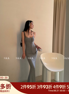 速发 连re 纯欲性感吊带衣S裙夏辣妹Ski包臀长裙子
