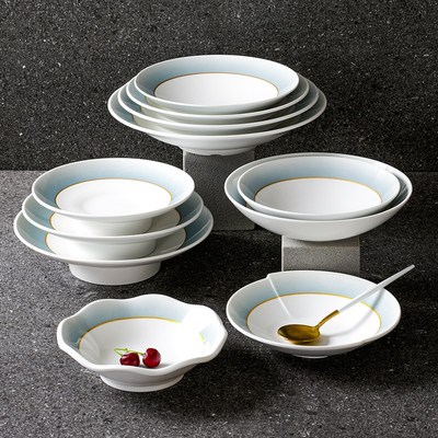 速发密胺餐具盘子深盘汤瓷商炒餐厅酒店仿盘上汤菜盘用菜高脚
