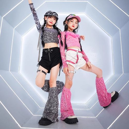 速发孩甜酷爵士舞演儿服演巴胺亮片表多服装少出街舞套装团炸街潮