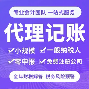 浙江杭州温州宁波小规模公司企业个体代理记账申报做账0申报电商
