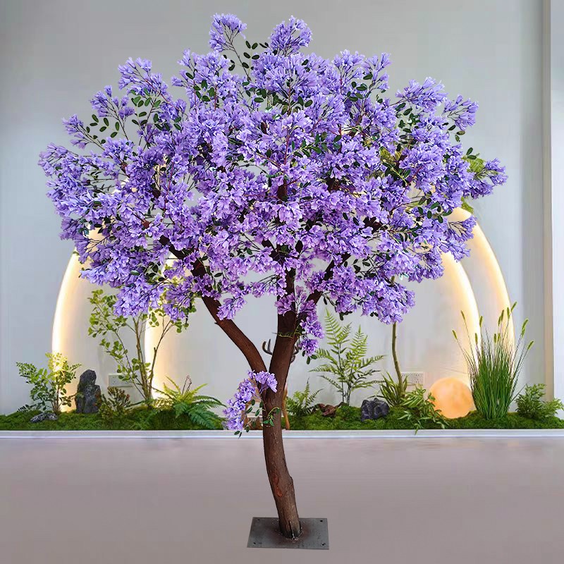 蓝花楹大型仿真树落地婚庆橱窗