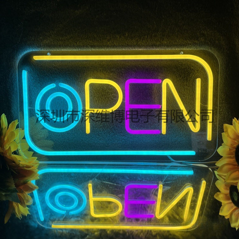 透明亚克力led发光字open造型彩灯广告牌装饰氛围灯灯牌霓虹灯