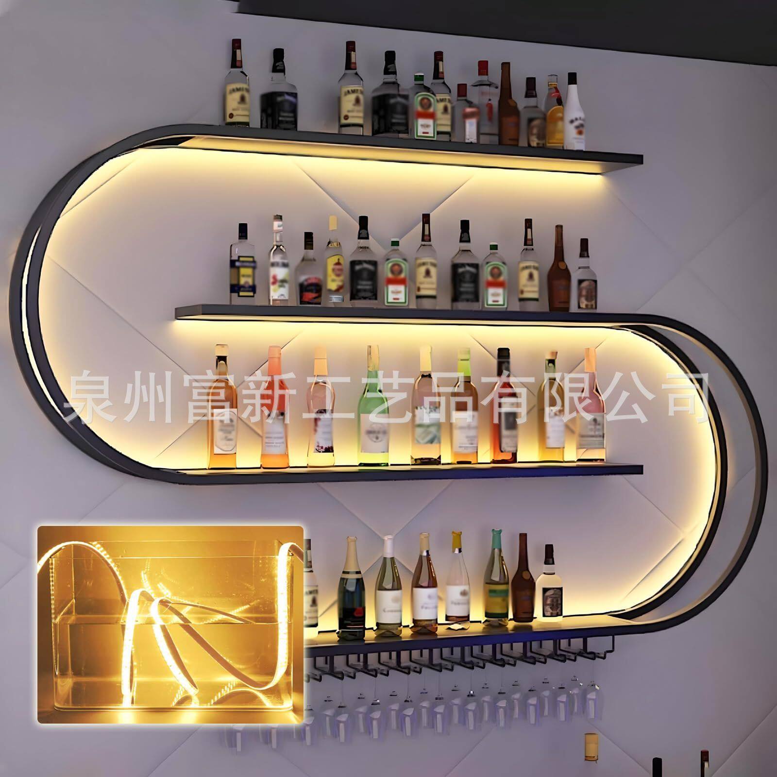 跨境拆装吧台壁挂酒架铁艺艺术酒柜墙上酒架工业风酒吧餐厅置物架