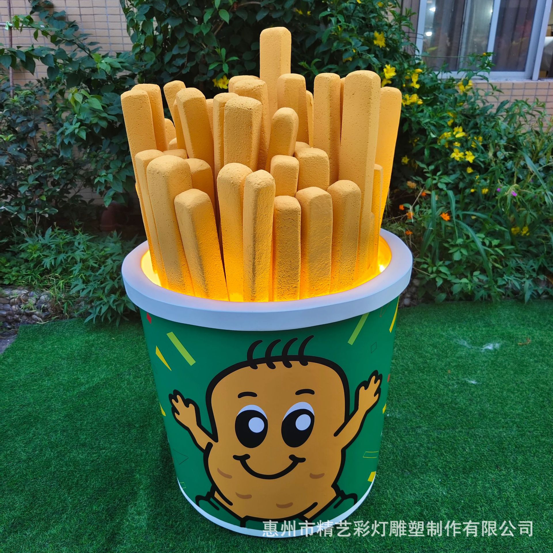 玻璃钢泡沫雕塑定制薯条桶景观