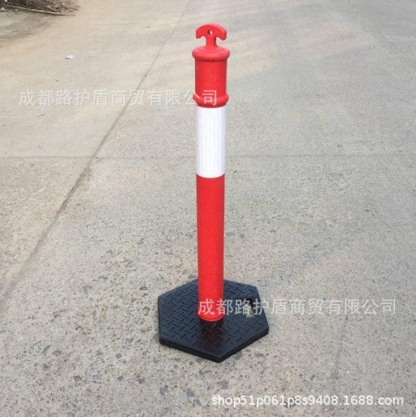 橡胶底座出口防撞柱1.2米道路标柱诱导柱 弹力柱路障 塑料警示柱