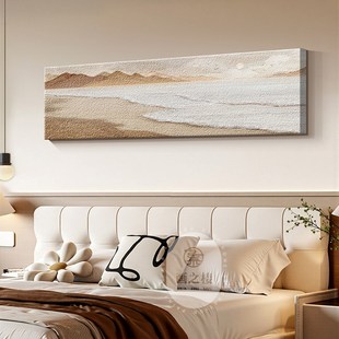 海上日出卧室装饰画海浪肌理感砂岩画夫妻主卧床头挂画高级感壁画