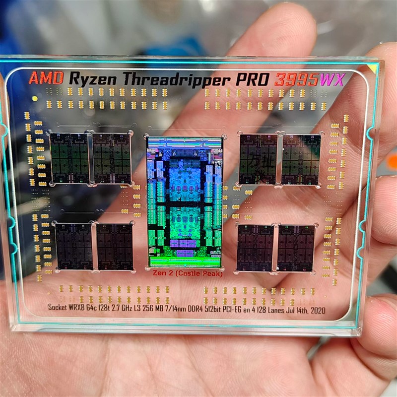 AMD 线程撕裂者3995wx CPU晶圆核心摆件收藏硅片半Y导体电脑滴胶