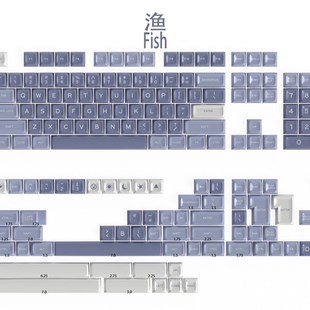 大叶键帽Fish渔SA高度173键不透光ABS材质二色适配十字轴机械键盘