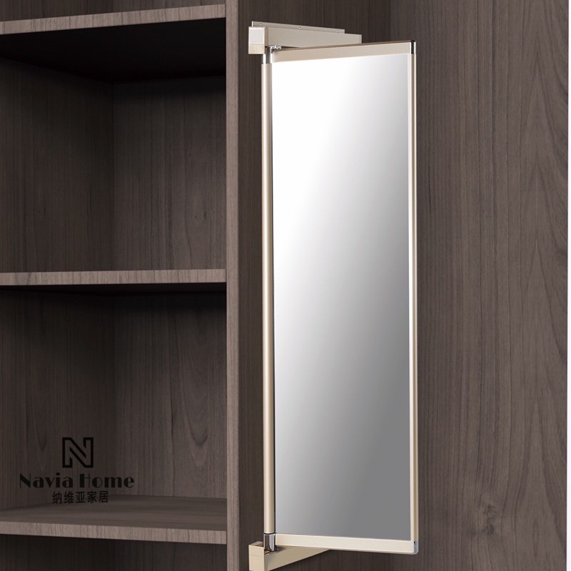 平开门衣柜全身穿衣镜柜内对开门旋转推拉轨道折叠T伸缩隐形试衣