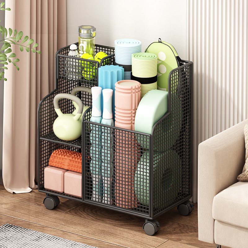 瑜伽垫收纳架泡沫轴哑铃收纳筐健身运动器材储物架放羽毛球置物架