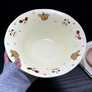 韩式可爱卡通陶瓷哑光草帽碗盘大容量家用水果沙拉碗盘2025新款