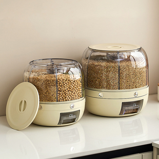 厨房装米桶家用防虫防潮密封储粮桶五谷杂粮收纳盒旋转多格分米器