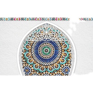 摩洛哥风格装饰壁纸欧式建筑背景民宿卧室客厅民族风花纹墙纸壁布