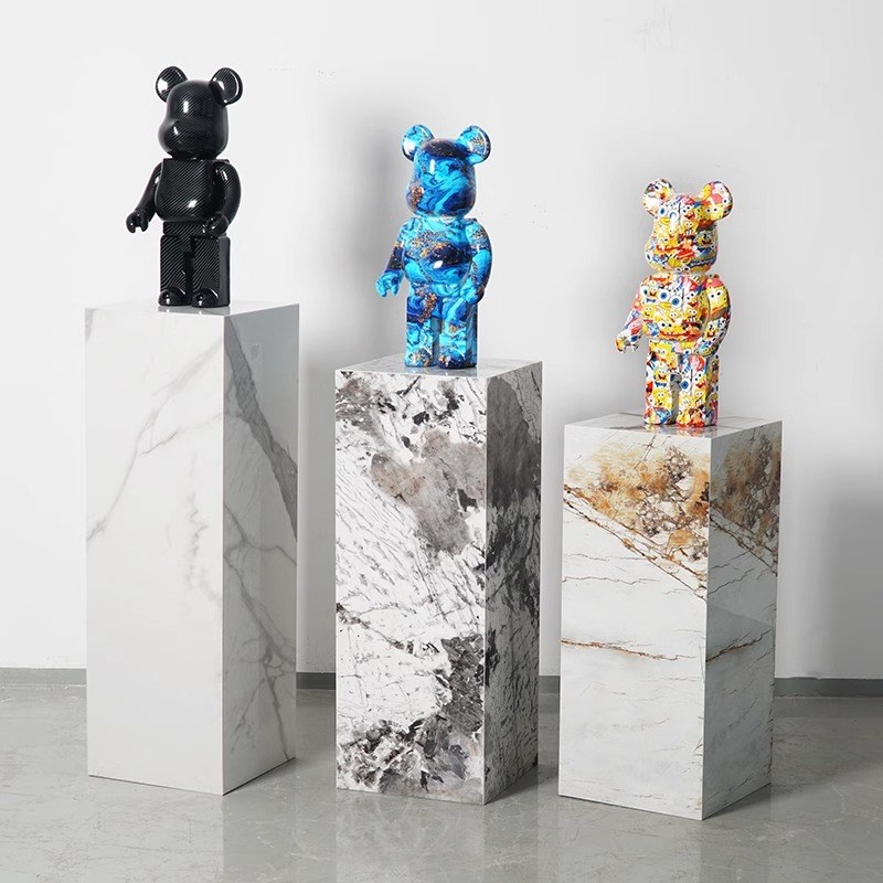 轻奢岩板花架样板房玄关u雕塑摆件底座商场橱窗基座客厅沙发边几