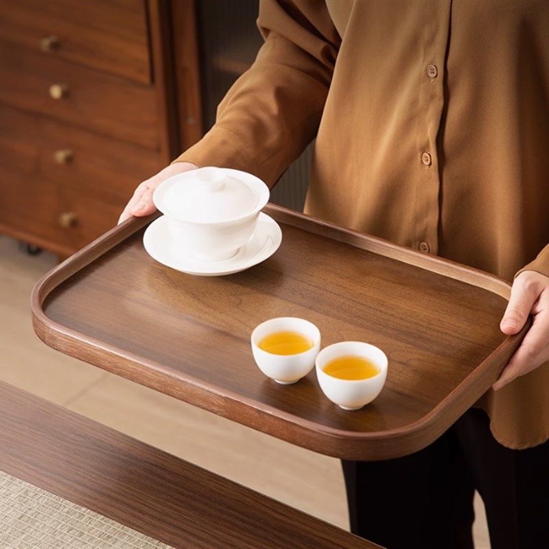 胡桃色托盘木质敬茶盘大号茶水盘长方形托盘实木盘子日式甜品盘子,餐饮具,盘,淘宝优惠券,粉丝福利购,淘宝优惠卷